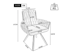 Juego de 4 sillas de comedor de terciopelo, sillón giratorio, diseño moderno, estructura de metal, gris (L 64,77 x An 63,5 x Al 50,8 cm)