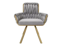 Juego de 4 sillas de comedor de terciopelo, sillón giratorio, diseño moderno, estructura de metal, gris (L 64,77 x An 63,5 x Al 50,8 cm)