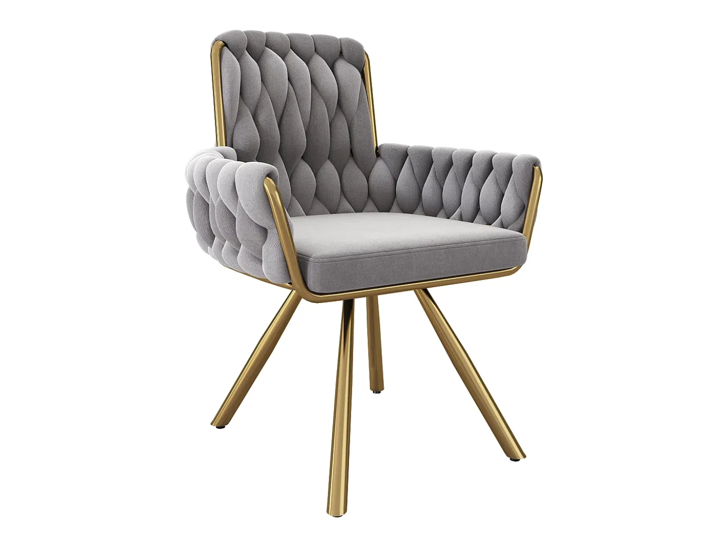 Juego de 4 sillas de comedor de terciopelo, sillón giratorio, diseño moderno, estructura de metal, gris (L 64,77 x An 63,5 x Al 50,8 cm)