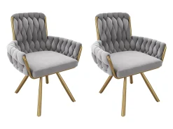 Juego de 4 sillas de comedor de terciopelo, sillón giratorio, diseño moderno, estructura de metal, gris (L 64,77 x An 63,5 x Al 50,8 cm)