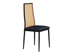 Juego de 2 sillas de comedor de ratán, sillas auxiliares de madera, sillas de comedor, color negro