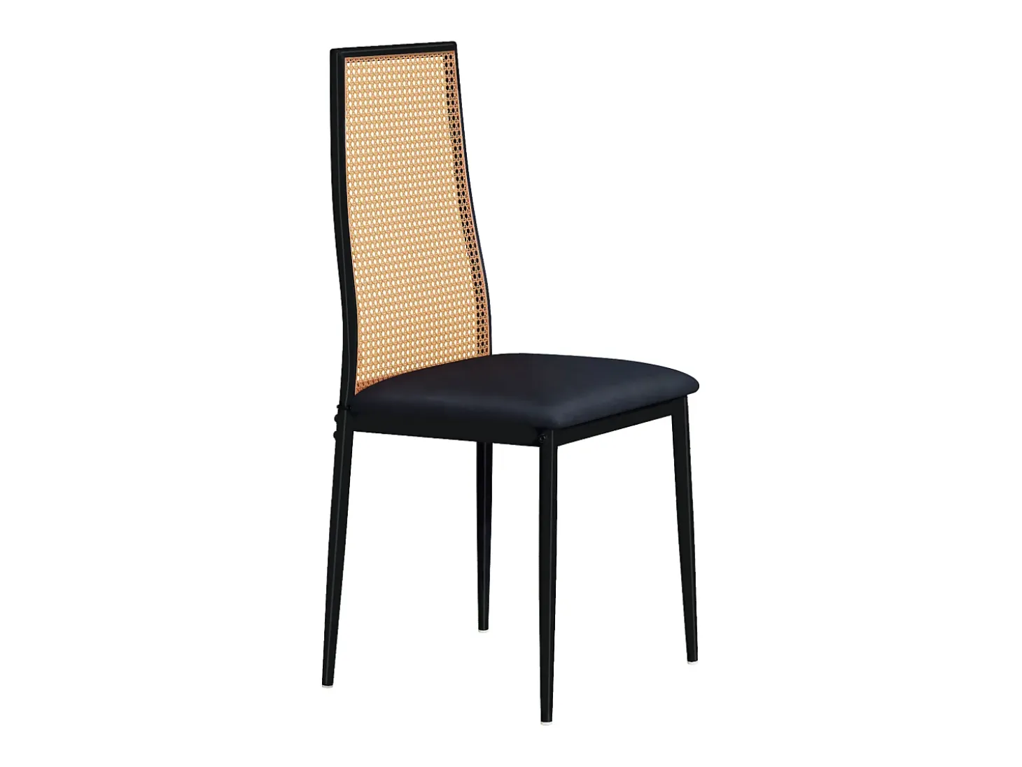 Juego de 2 sillas de comedor de ratán, sillas auxiliares de madera, sillas de comedor, color negro