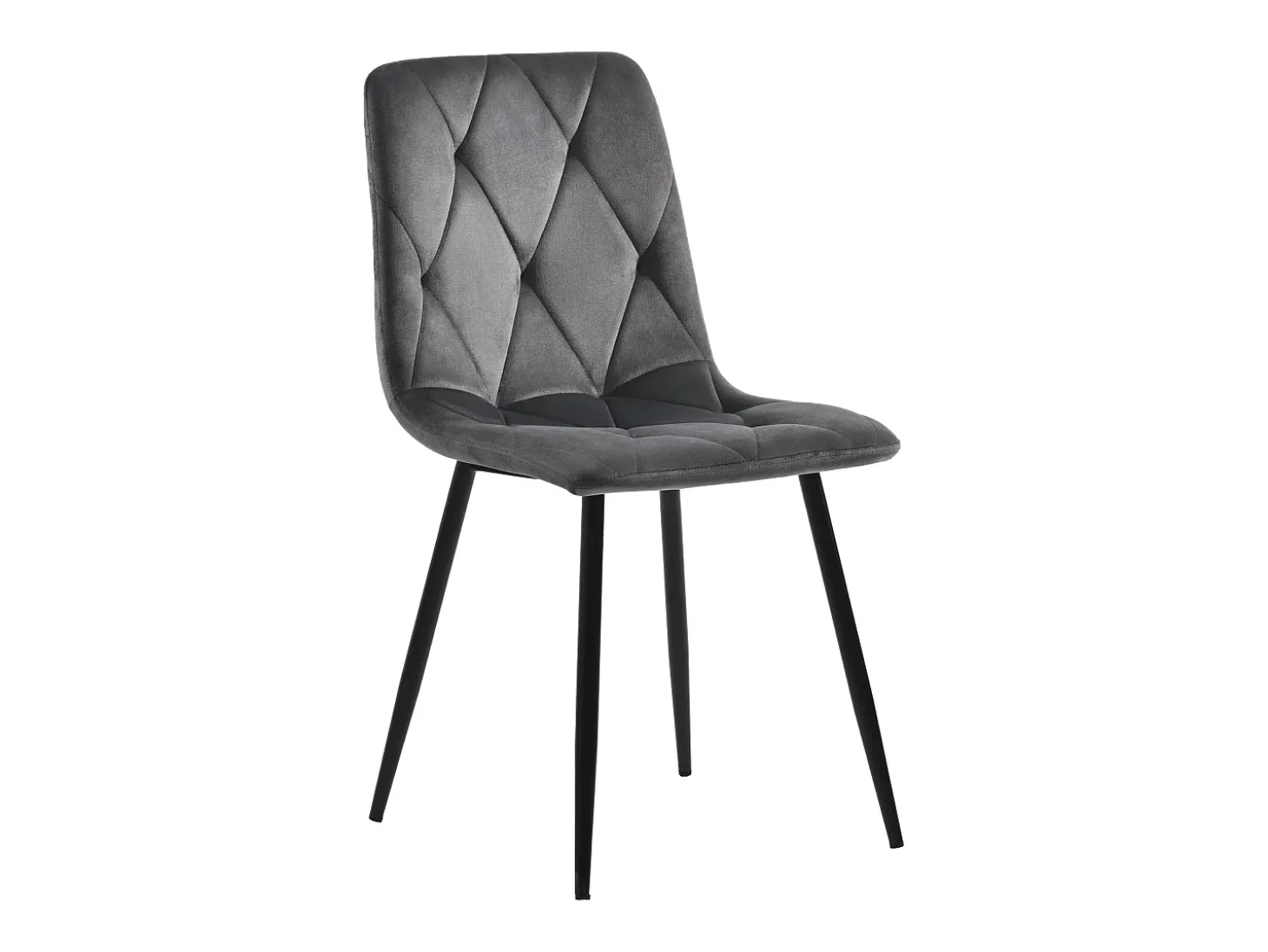 Juego de 4 sillas de comedor - Sillas con respaldo de sarga acolchado y patas de metal - terciopelo gris