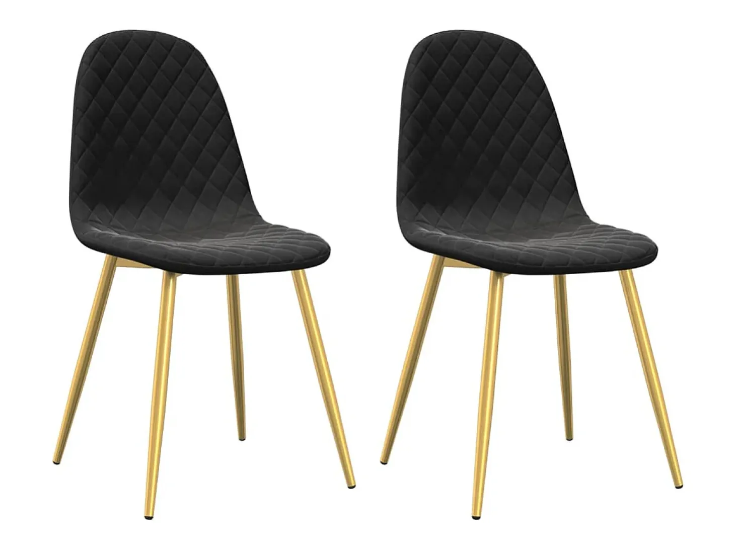 Juego de 2 sillas de comedor de terciopelo negro
