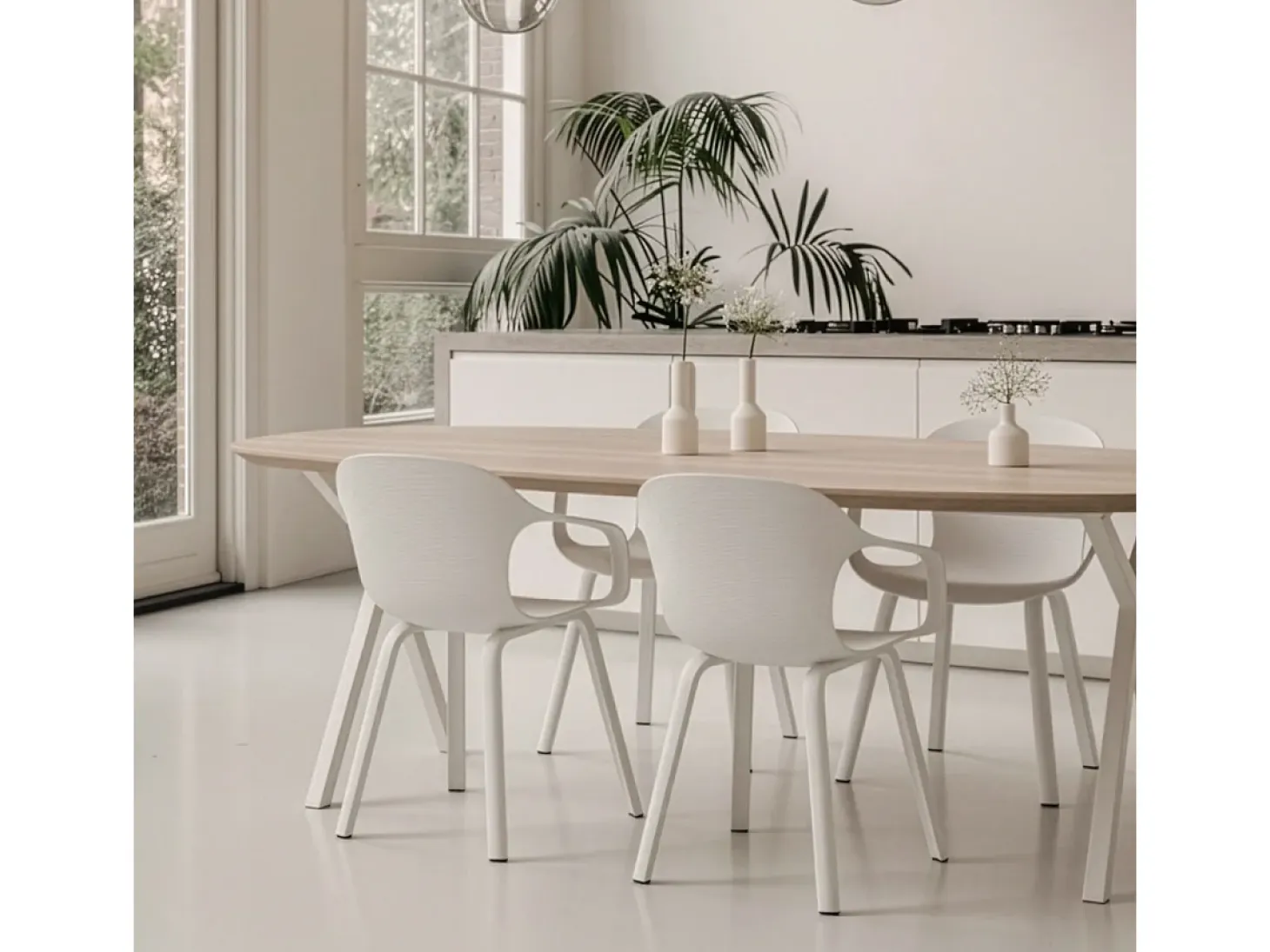 Juego de 4 sillas de comedor con diseño contemporáneo Corto - Blanco