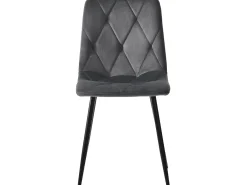 Juego de 4 sillas de comedor - sillas de salón con respaldo - asiento de terciopelo y patas de metal - gris