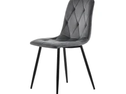 Juego de 4 sillas de comedor - sillas de salón con respaldo - asiento de terciopelo y patas de metal - gris