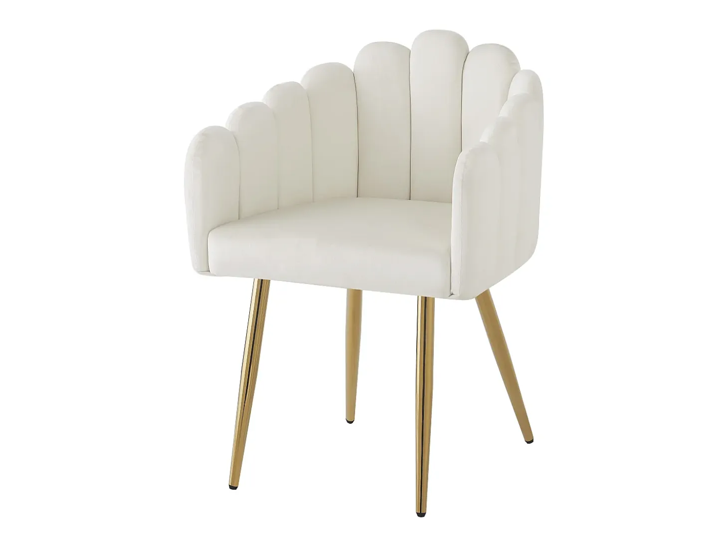 Juego de 6 sillas de comedor - 61 x 51,5 x 82 cm - Patas de hierro galvanizado dorado y terciopelo - Beige