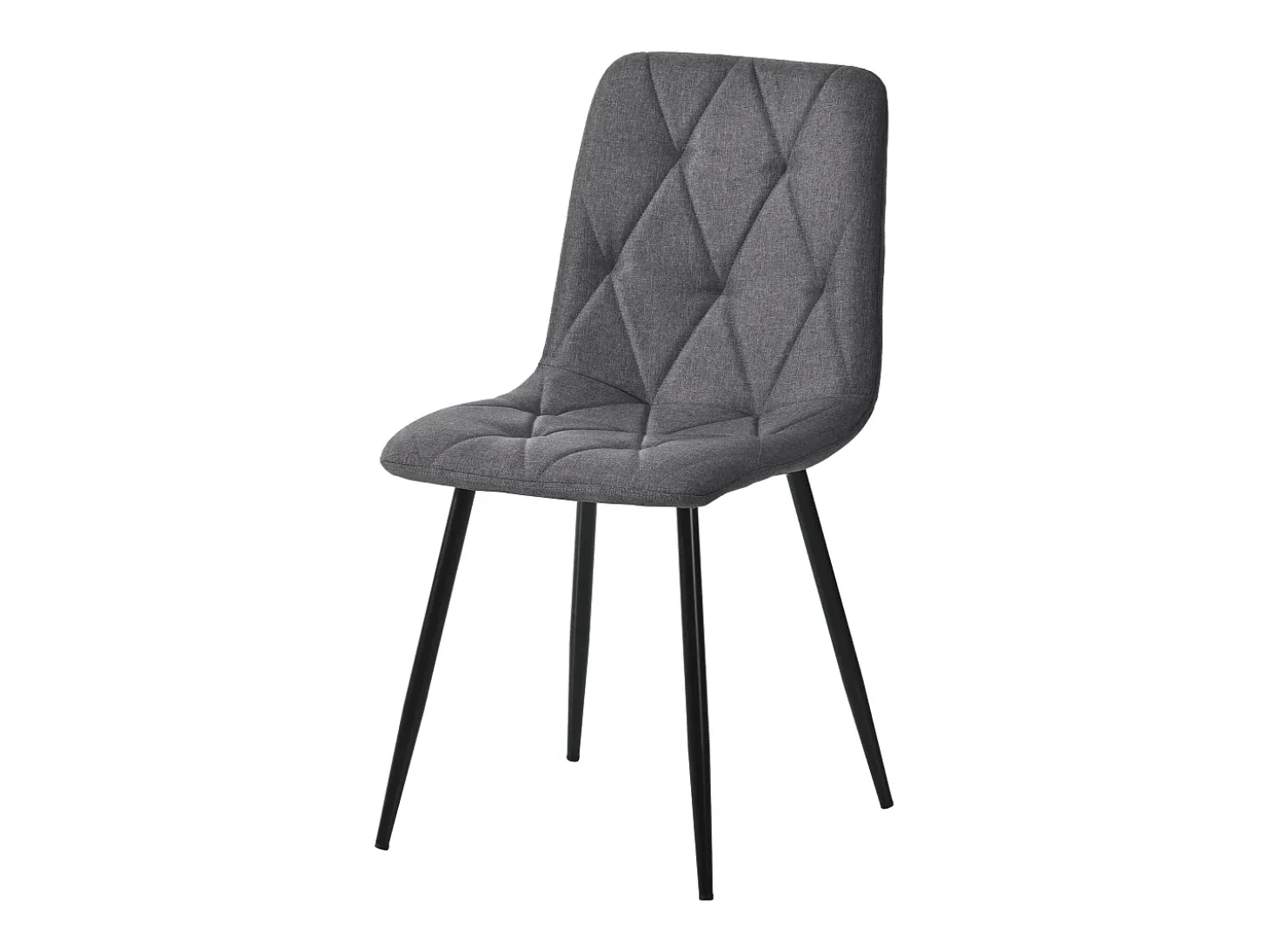Juego de 4 sillas de comedor - silla de comedor de lino gris - con patas y respaldo de metal