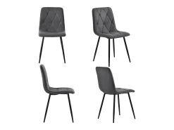 Juego de 4 sillas de comedor - silla de comedor de lino gris - con patas y respaldo de metal