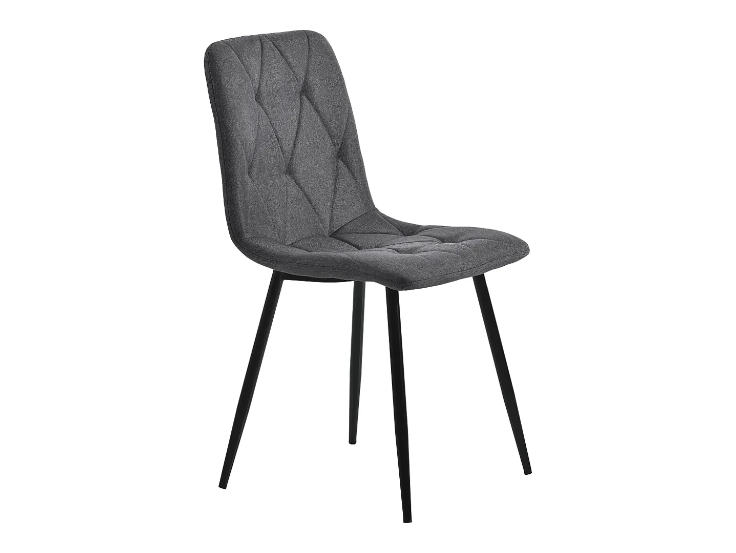 Juego de 4 sillas de comedor - silla de comedor de lino gris - con patas y respaldo de metal
