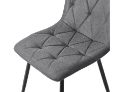 Juego de 4 sillas de comedor - silla de comedor de lino gris - con patas y respaldo de metal