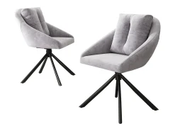 Juego de 2 sillas de comedor de terciopelo - 79 x 51,5 x 51,5 cm - Elegantes y cómodas sillas giratorias - con cojines - Gris