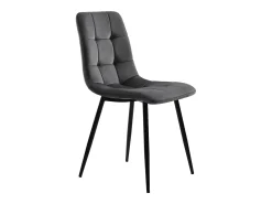 Juego de 4 sillas de comedor - Sillas con respaldo acolchado y patas de metal - terciopelo gris oscuro