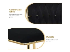 Juego de 2 sillas de comedor - Sillones con respaldo y estructura de metal - Terciopelo - Negro