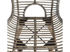 Juego de 4 sillas de comedor de ratán natural marrón