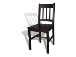 Juego de 6 sillas de comedor de madera de pino marrón oscuro