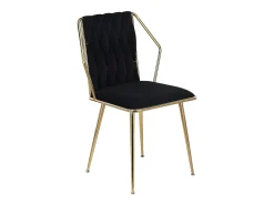 Juego de 2 sillas de comedor de terciopelo, con cómodos cojines y respaldo tejido a mano, patas resistentes de metal dorado, color negro