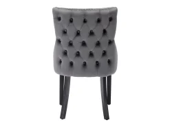 Juego de 2 sillas de comedor - Terciopelo y madera maciza - Respaldo con motivos de rombos - Gris y negro