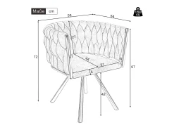 Juego de 4 sillas de comedor giratorias con reposabrazos - 59 x 54 x 72 cm - Terciopelo - Beige + Oro