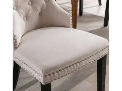 Juego de 4 sillas de comedor tapizadas en lino - 53 x 54 x 97 cm - patas de roble - sillón - beige