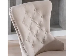 Juego de 4 sillas de comedor tapizadas en lino - 53 x 54 x 97 cm - patas de roble - sillón - beige