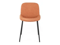 Juego de 4 sillas de comedor "Sami" de tela color óxido con elegantes patas modernas de metal pintado.