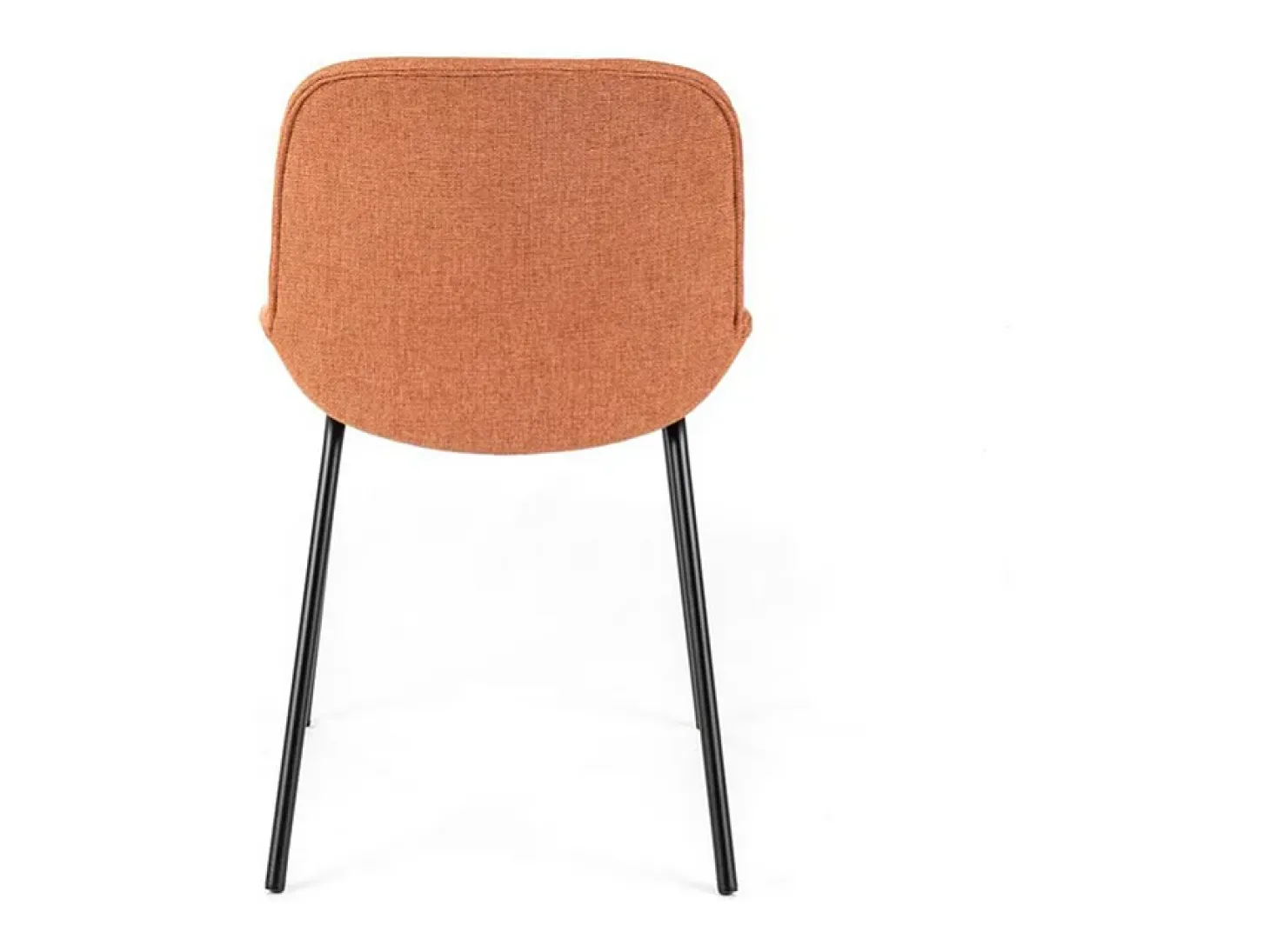 Juego de 4 sillas de comedor "Sami" de tela color óxido con elegantes patas modernas de metal pintado.