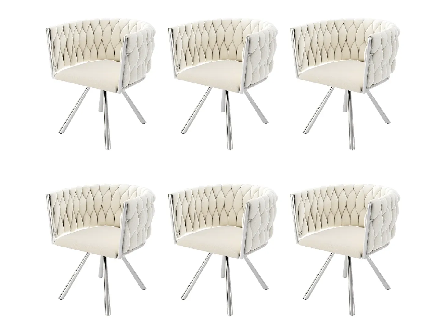 Juego de 6 sillas de comedor de terciopelo, sillas giratorias de lujo para salón y dormitorio, con patas de metal (62 x 60 x 57 cm)