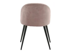 Juego de 2 sillas de comedor de terciopelo negro y rosa polvoriento con patas de metal recubiertas de polvo