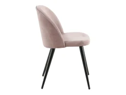 Juego de 2 sillas de comedor de terciopelo negro y rosa polvoriento con patas de metal recubiertas de polvo