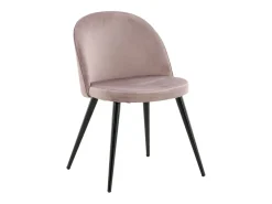 Juego de 2 sillas de comedor de terciopelo negro y rosa polvoriento con patas de metal recubiertas de polvo