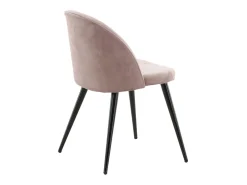 Juego de 2 sillas de comedor de terciopelo negro y rosa polvoriento con patas de metal recubiertas de polvo