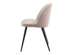 Juego de 2 sillas de comedor de terciopelo negro y rosa polvoriento con patas de metal recubiertas de polvo