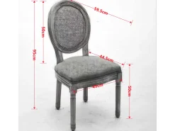 Juego de 2 sillas de comedor – Estructura de madera maciza – Asientos de lino – Beige