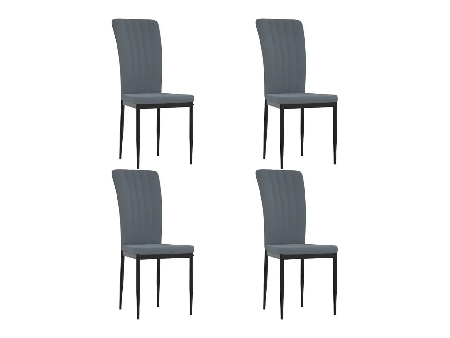 Juego de 4 sillas de comedor en terciopelo gris oscuro