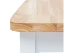 Juego de 4 sillas de comedor de madera maciza de caucho blanco y claro