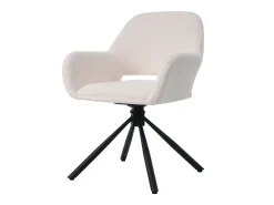 Juego de 2 sillas de comedor giratorias tapizadas en tela sherpa - 60 x 60 x 80 cm - con reposabrazos - blancas