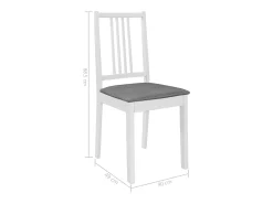 Juego de 6 sillas de comedor con cojines de madera maciza blanca