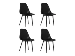 Juego de 4 sillas de comedor negras PP