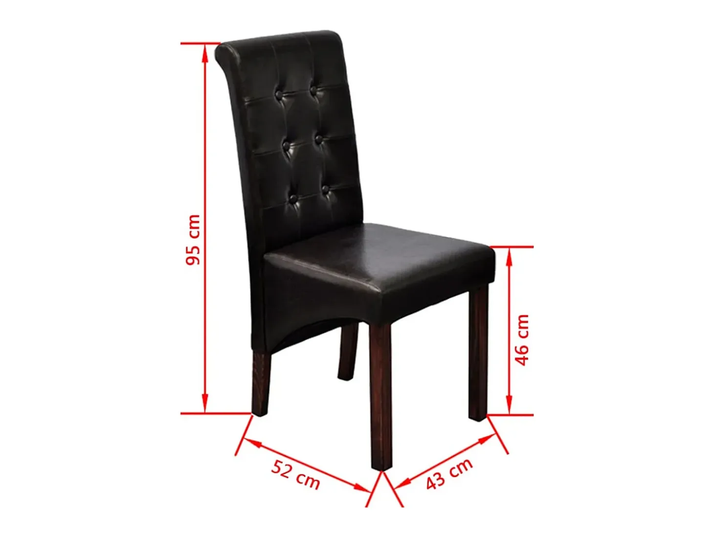 Juego de 4 sillas de comedor de piel sintética marrón