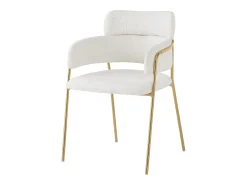 Juego de 4 sillas de comedor con respaldo y reposabrazos - 52 x 54 x 77 cm - Patas de terciopelo y oro - Beige