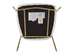 Juego de 4 sillas de comedor con respaldo y reposabrazos - 52 x 54 x 77 cm - Patas de terciopelo y oro - Beige