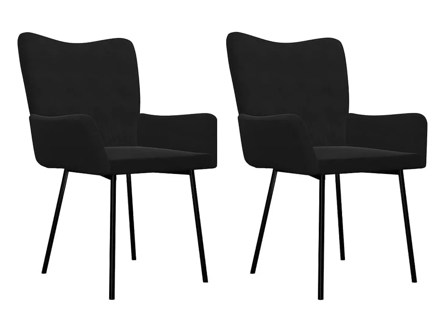 Juego de 2 sillas de comedor de terciopelo negro