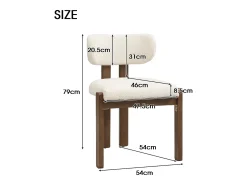 Juego de 6 sillas de comedor de madera maciza - 54 x 54 x 79 cm - Estilo moderno - acabado rizado - beige + marrón