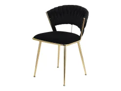 Juego de 2 sillas de comedor, sillas de comedor de terciopelo bañadas en oro, diseño ergonómico, color negro