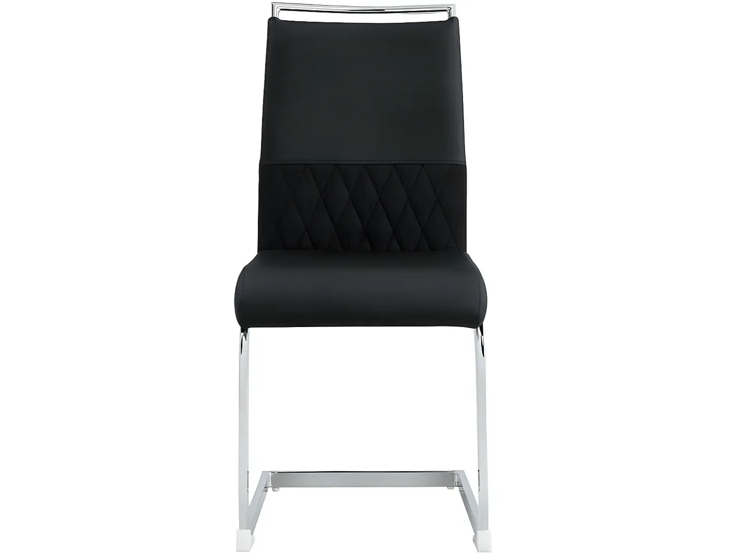 Juego de 6 sillas de comedor - piel sintética y respaldo de lino - negro