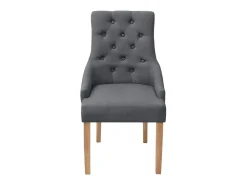 Juego de 4 sillas de comedor de tela gris oscuro