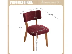 Juego de 2 sillas de madera - cojín burdeos - elegantes y cómodas - perfectas para comedor o cocina