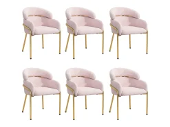 Juego de 6 sillas de maquillaje de terciopelo - 56,9 x 54,5 x 79 cm - para salón y dormitorio - 4 patas de metal - rosa